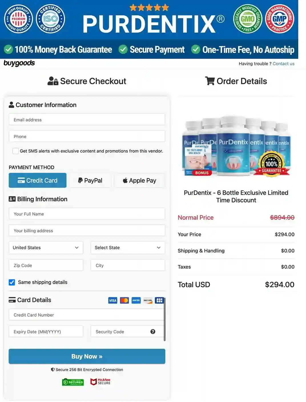 Purdentix &mdash; Official Secure Payment Page US 2026